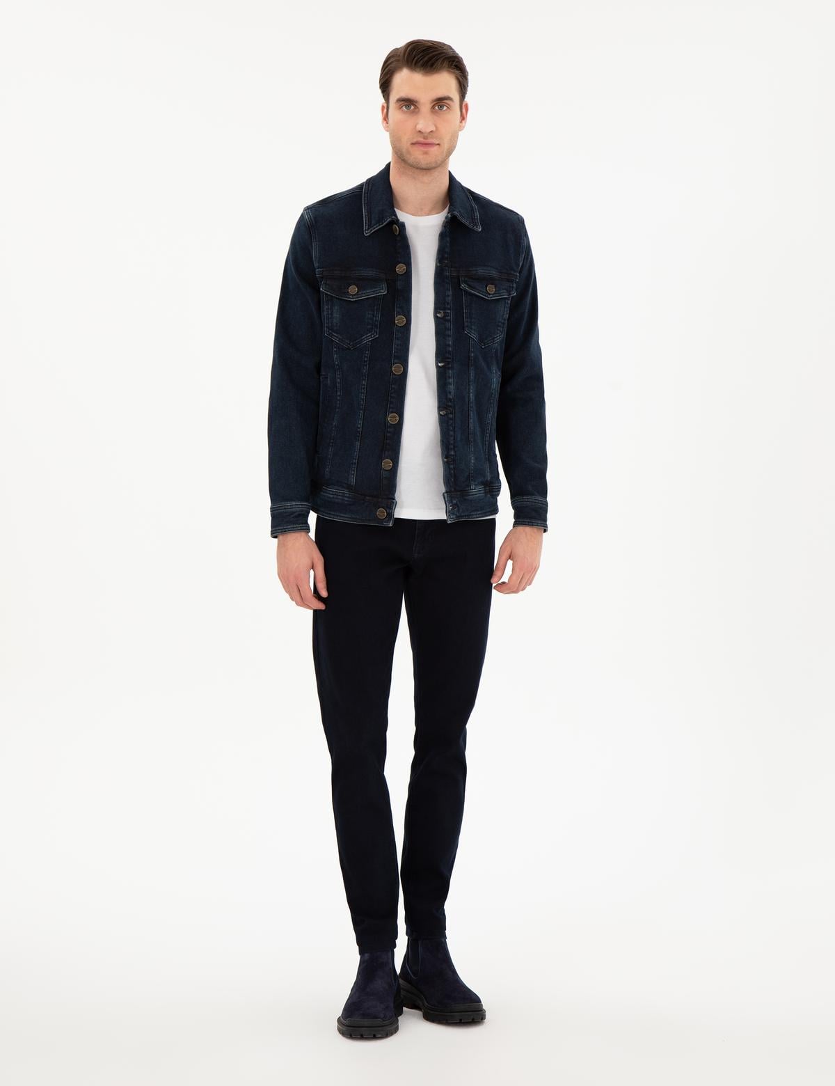 Lacivert Slim Fit Jean Ceket - 50292094015