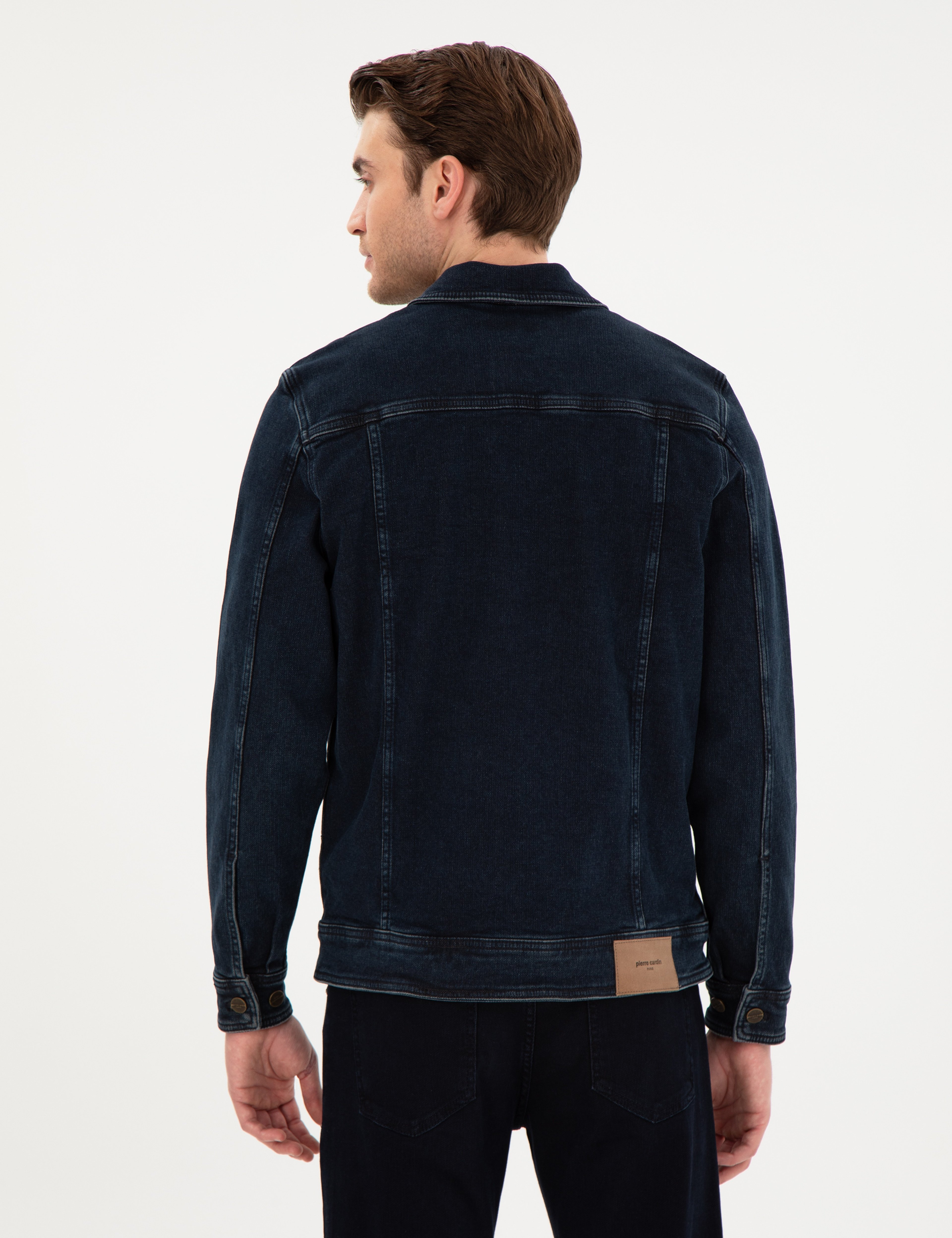 Lacivert Slim Fit Jean Ceket - Image 5