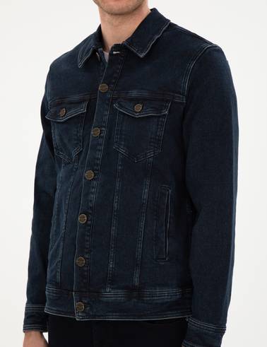 Lacivert Slim Fit Jean Ceket