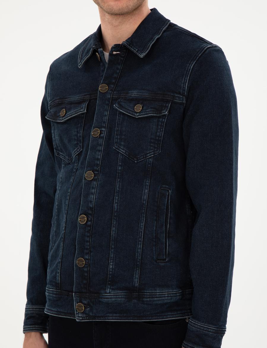 Lacivert Slim Fit Jean Ceket