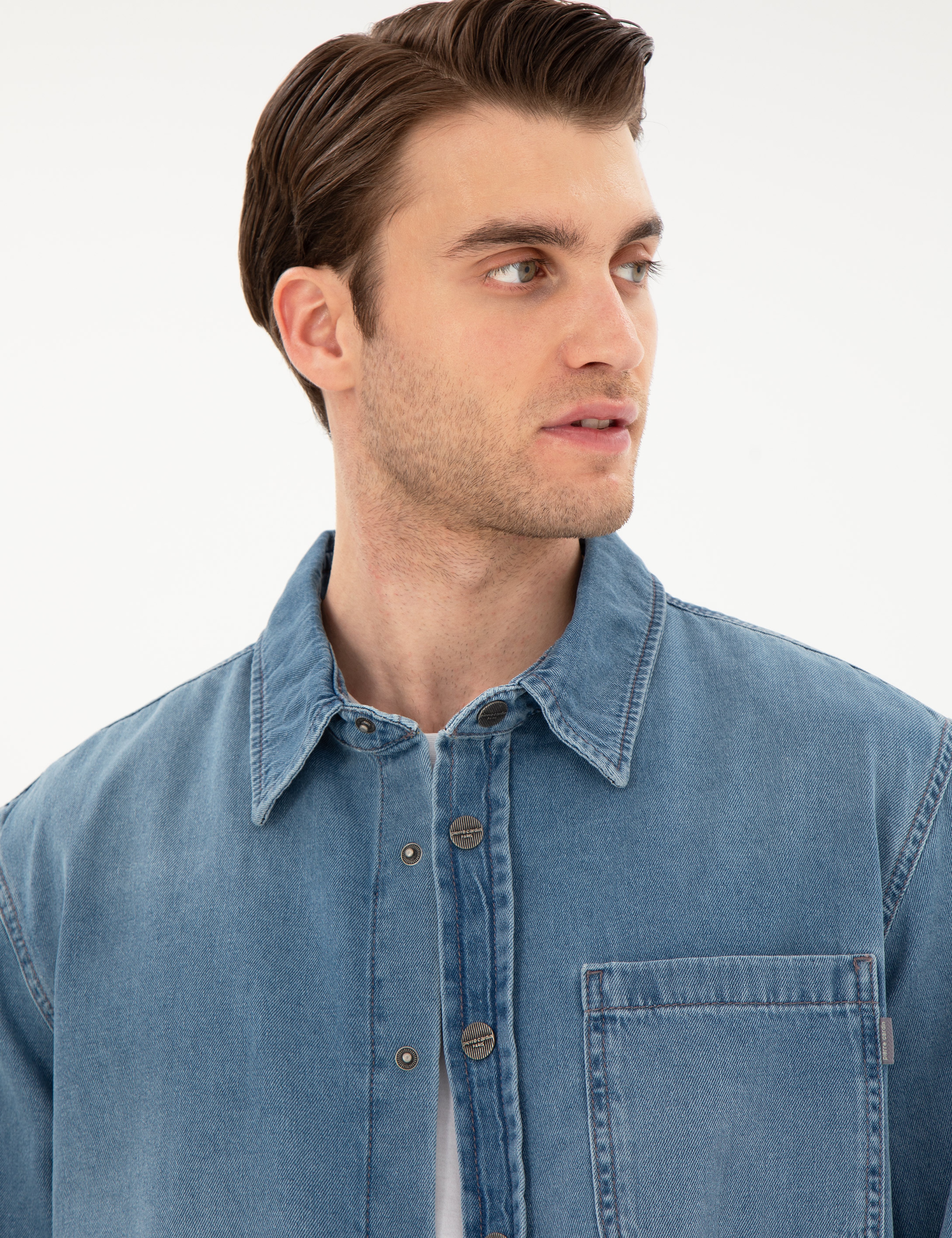Mavi Comfort Fit Uzun Kollu Jean Gömlek - Image 2