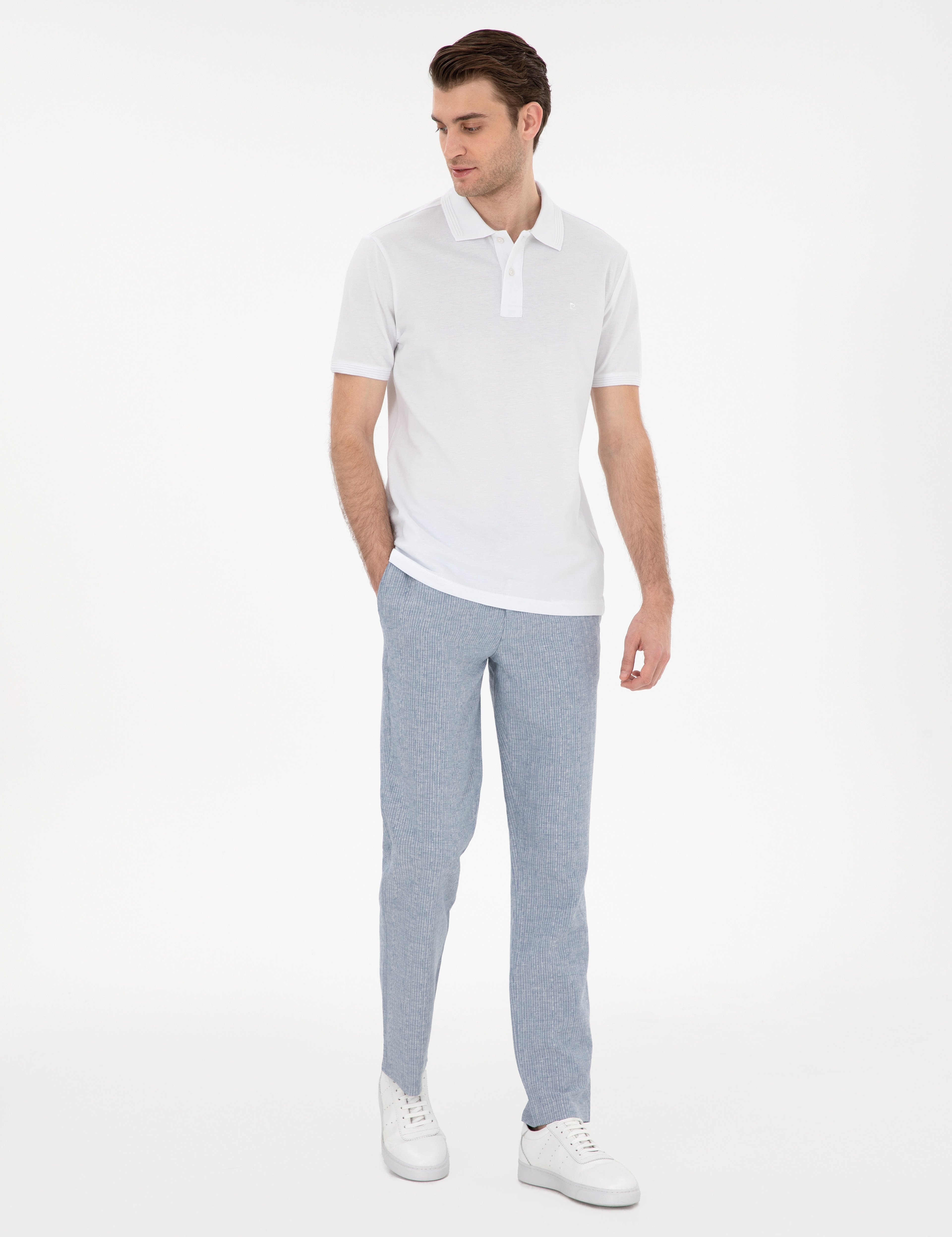 Açık Mavi Slim Fit Kumaş Pantolon - Image 3