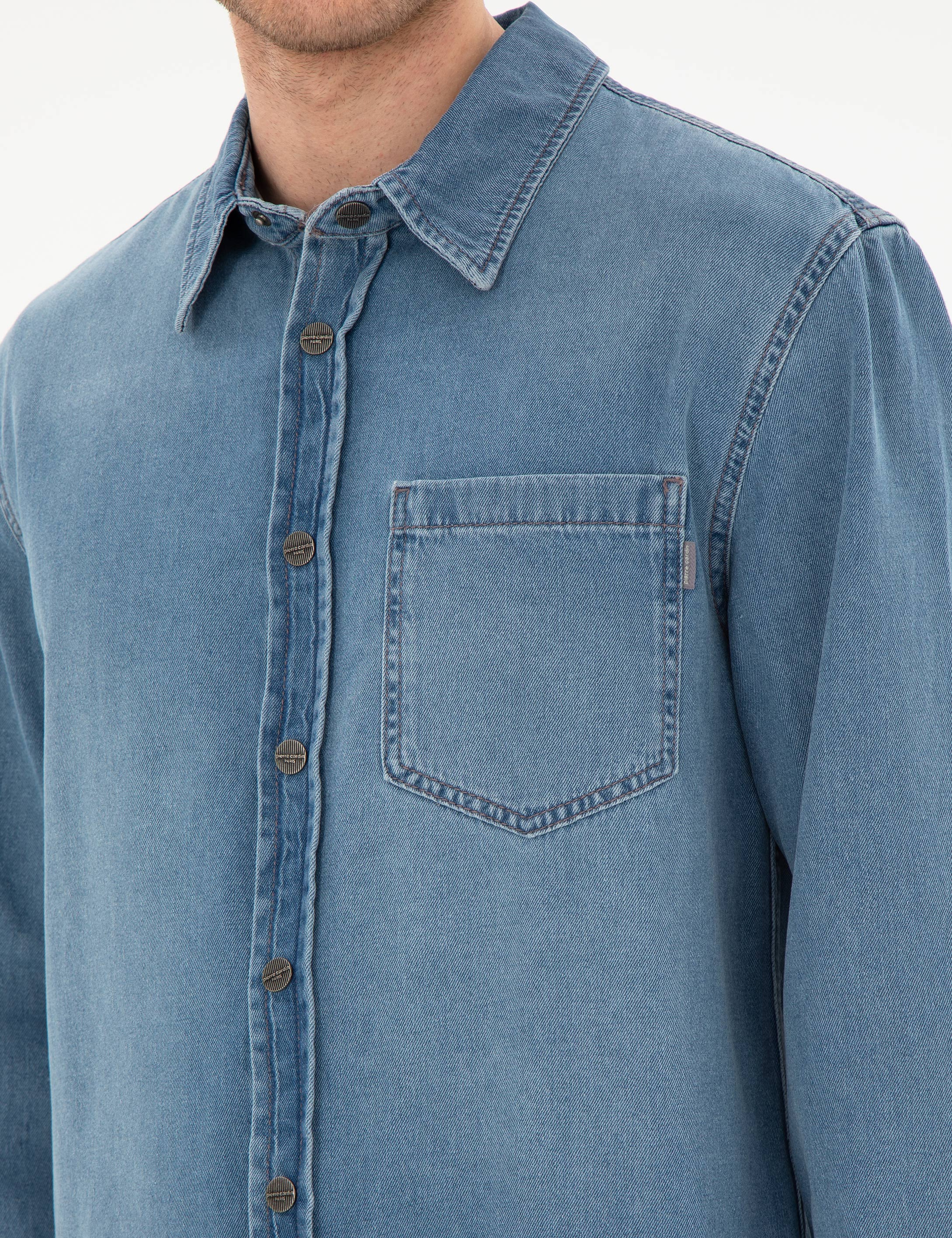 Mavi Comfort Fit Uzun Kollu Jean Gömlek - Image 7