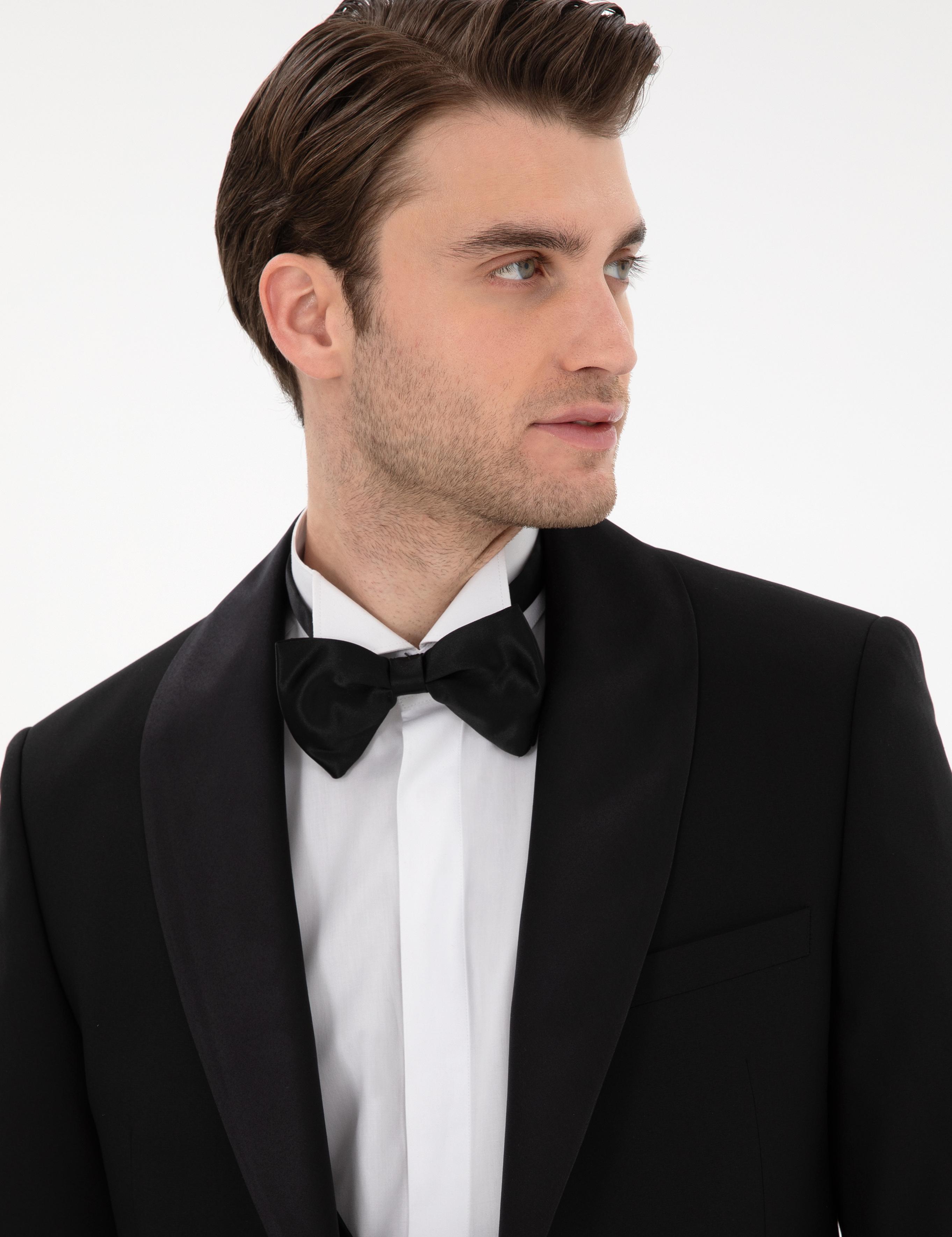 Siyah Ex. Slim Fit Yelekli Smokin