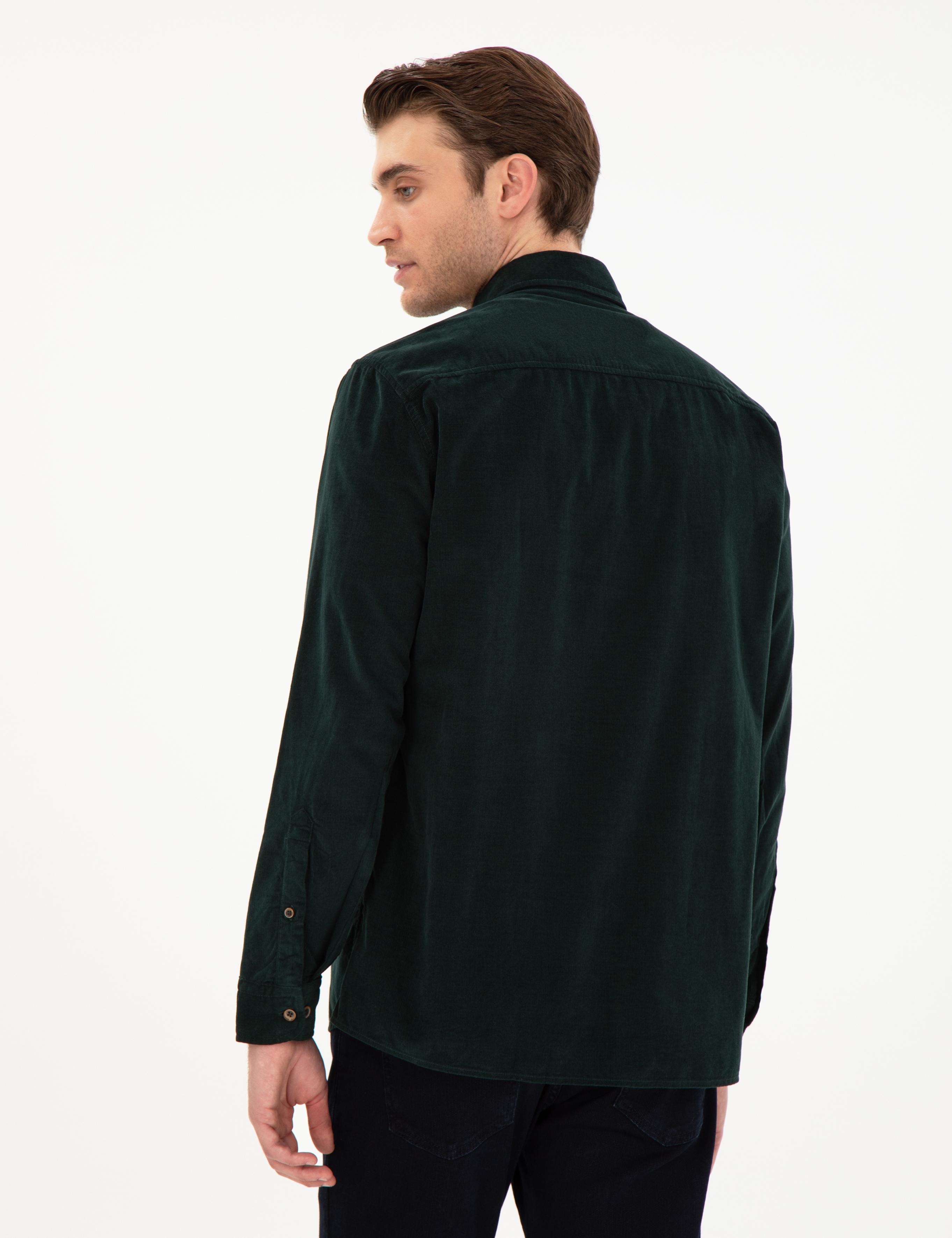 Yeşil Regular Fit Uzun Kollu Gömlek