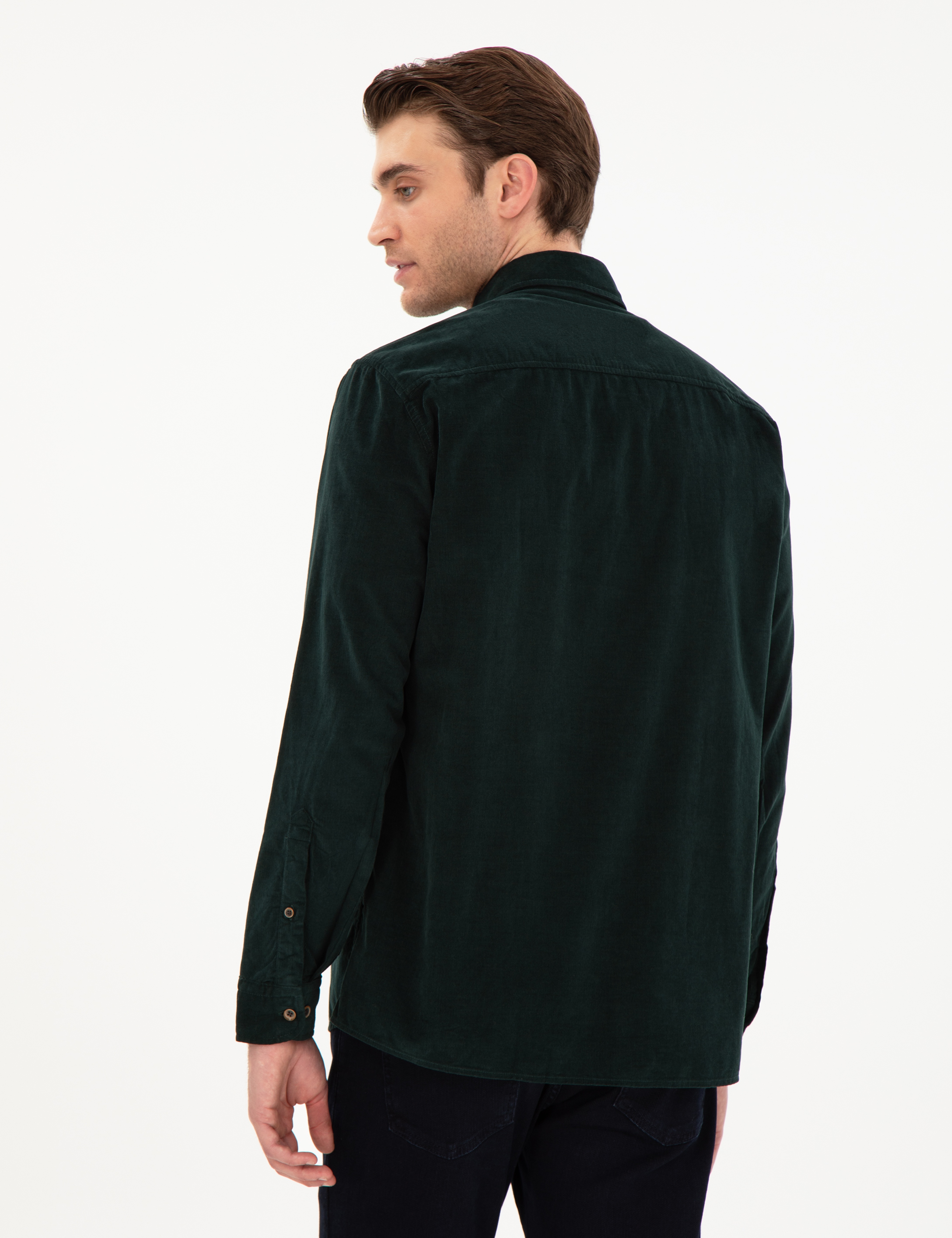 Yeşil Regular Fit Uzun Kollu Gömlek - Image 5