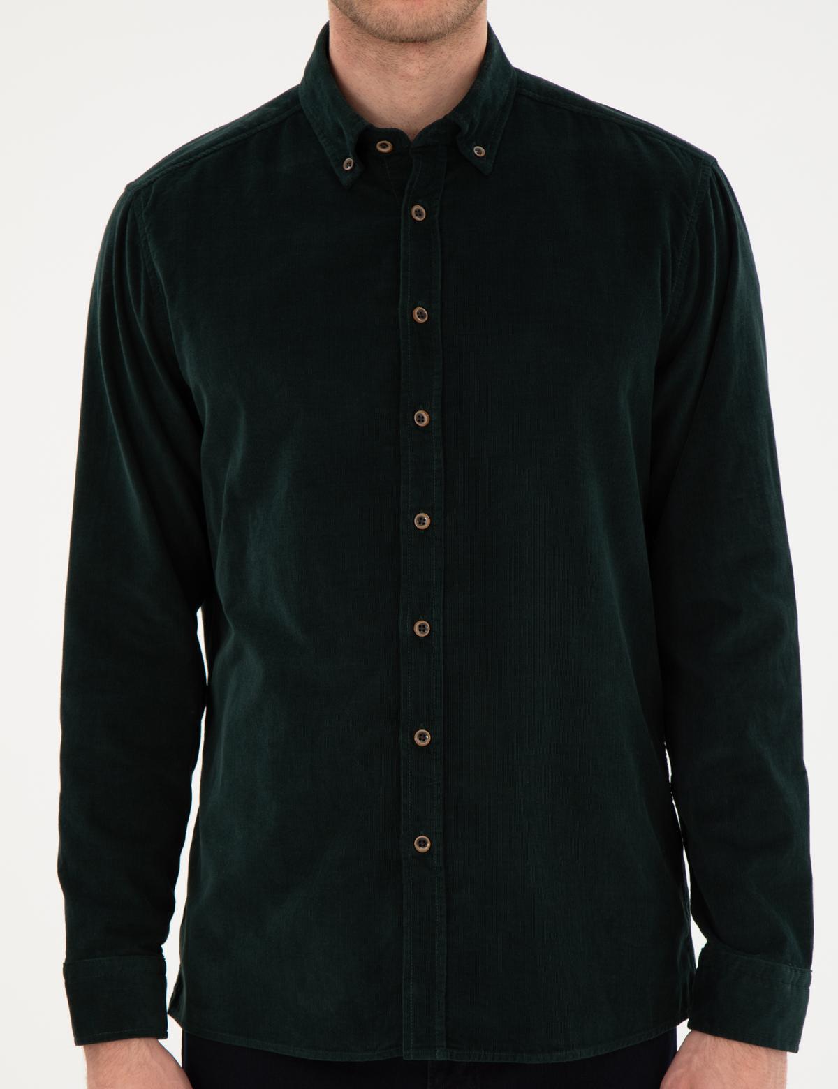 Yeşil Regular Fit Uzun Kollu Gömlek - 50292347025