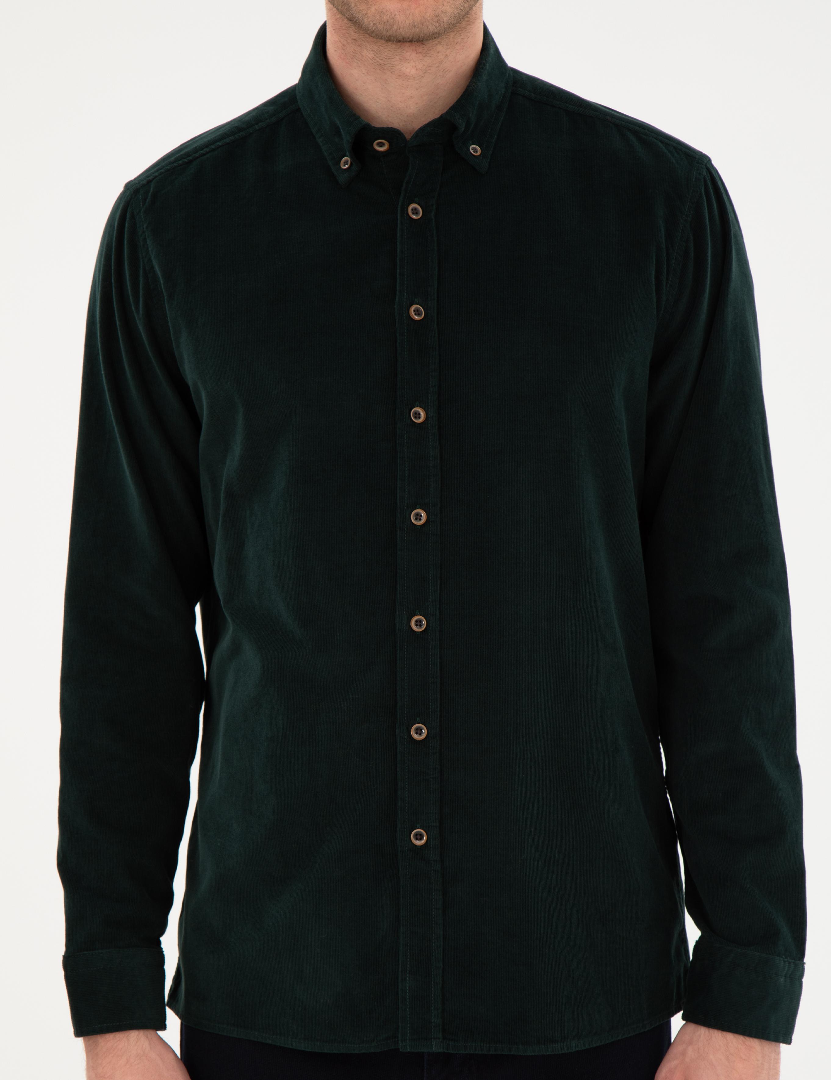 Yeşil Regular Fit Uzun Kollu Gömlek