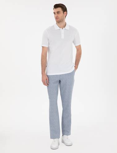 Beyaz Slim Fit Kıvrılmaz Polo Yaka Basic Tişört