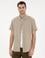 Haki Keten Karışımlı Regular Fit Kısa Kollu Gömlek