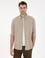 Haki Keten Karışımlı Regular Fit Uzun Kollu Gömlek