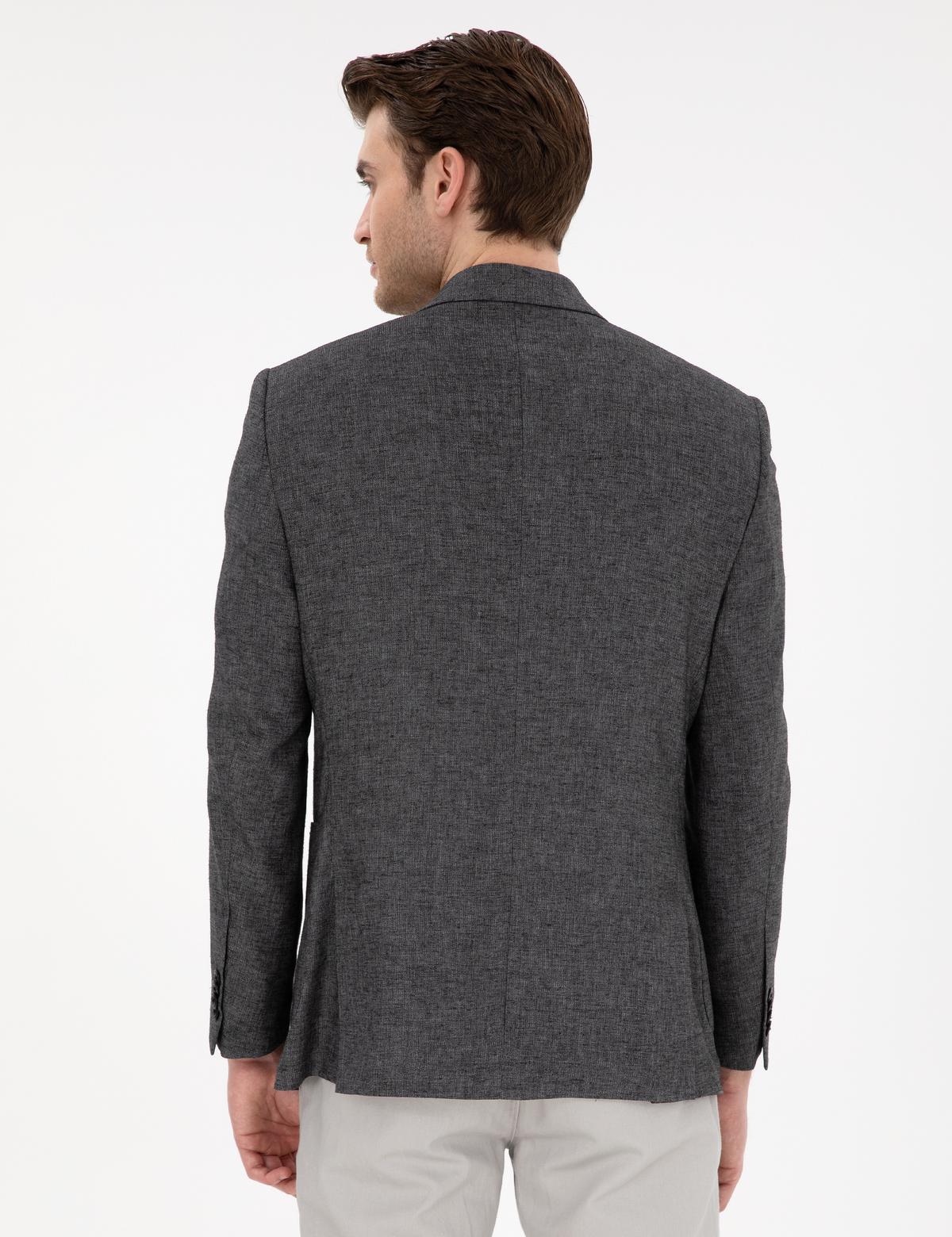 Antrasit Ex. Slim Fit Keten Karışımlı Ceket - 50303816017