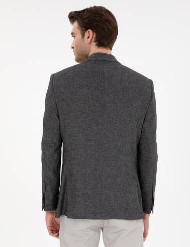 Antrasit Ex. Slim Fit Keten Karışımlı Ceket