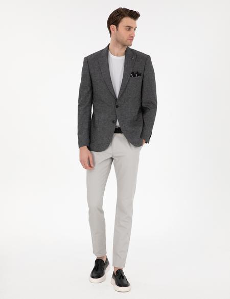 Antrasit Ex. Slim Fit Keten Karışımlı Ceket - 50303816017