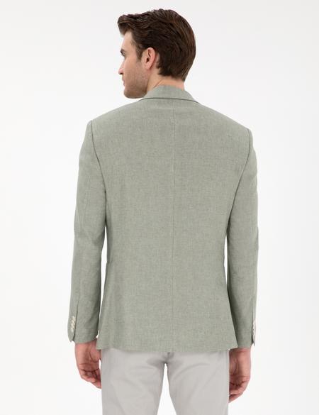 Açık Yeşil Ex. Slim Fit Keten Karışımlı Ceket - 50303816278