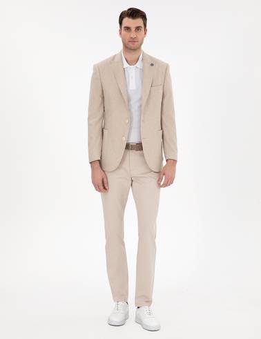Bej Slim Fit Yazlık Kanvas Pantolon