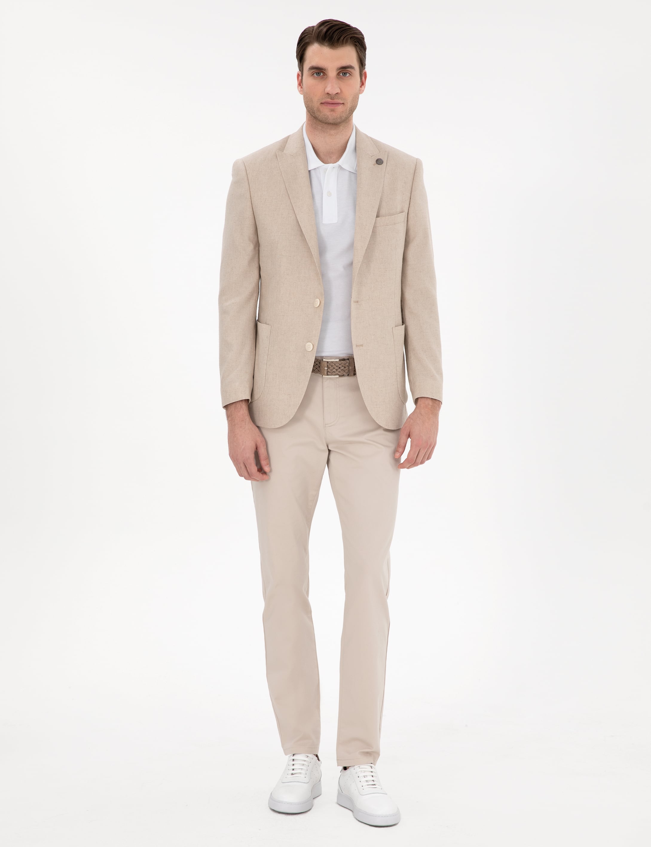Bej Slim Fit Yazlık Kanvas Pantolon - Image 1