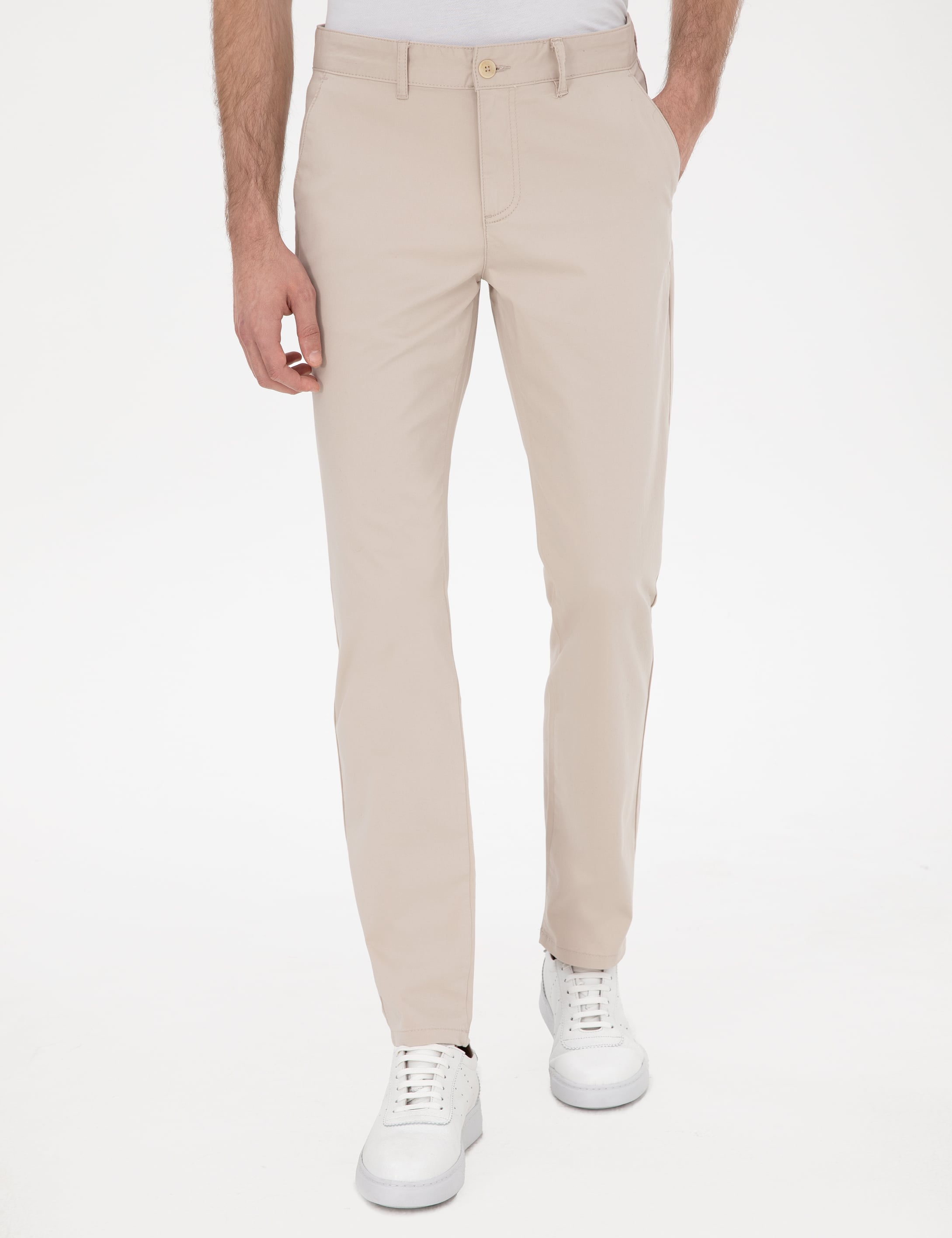 Bej Slim Fit Yazlık Kanvas Pantolon