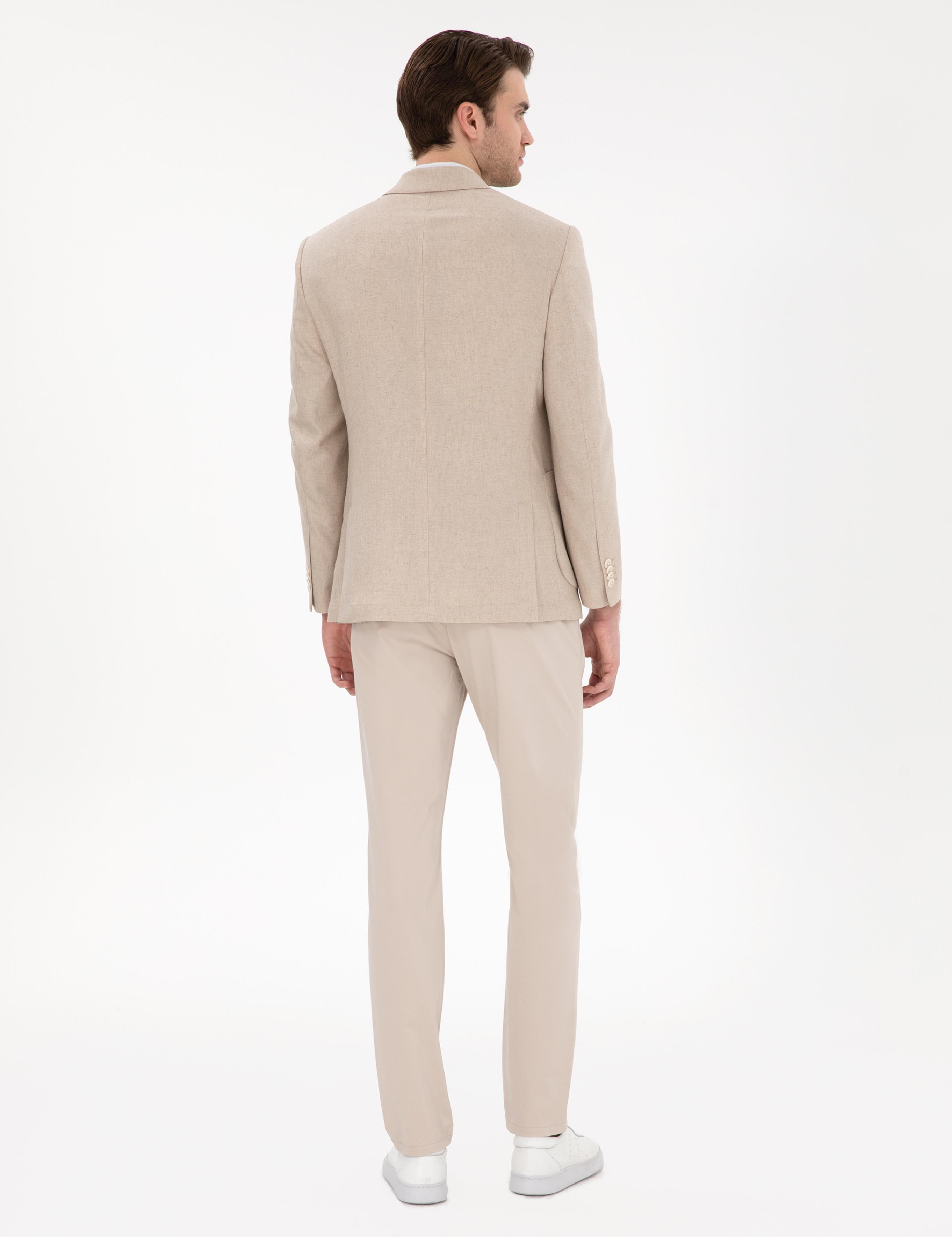 Bej Slim Fit Yazlık Kanvas Pantolon