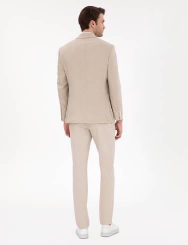 Bej Slim Fit Yazlık Kanvas Pantolon