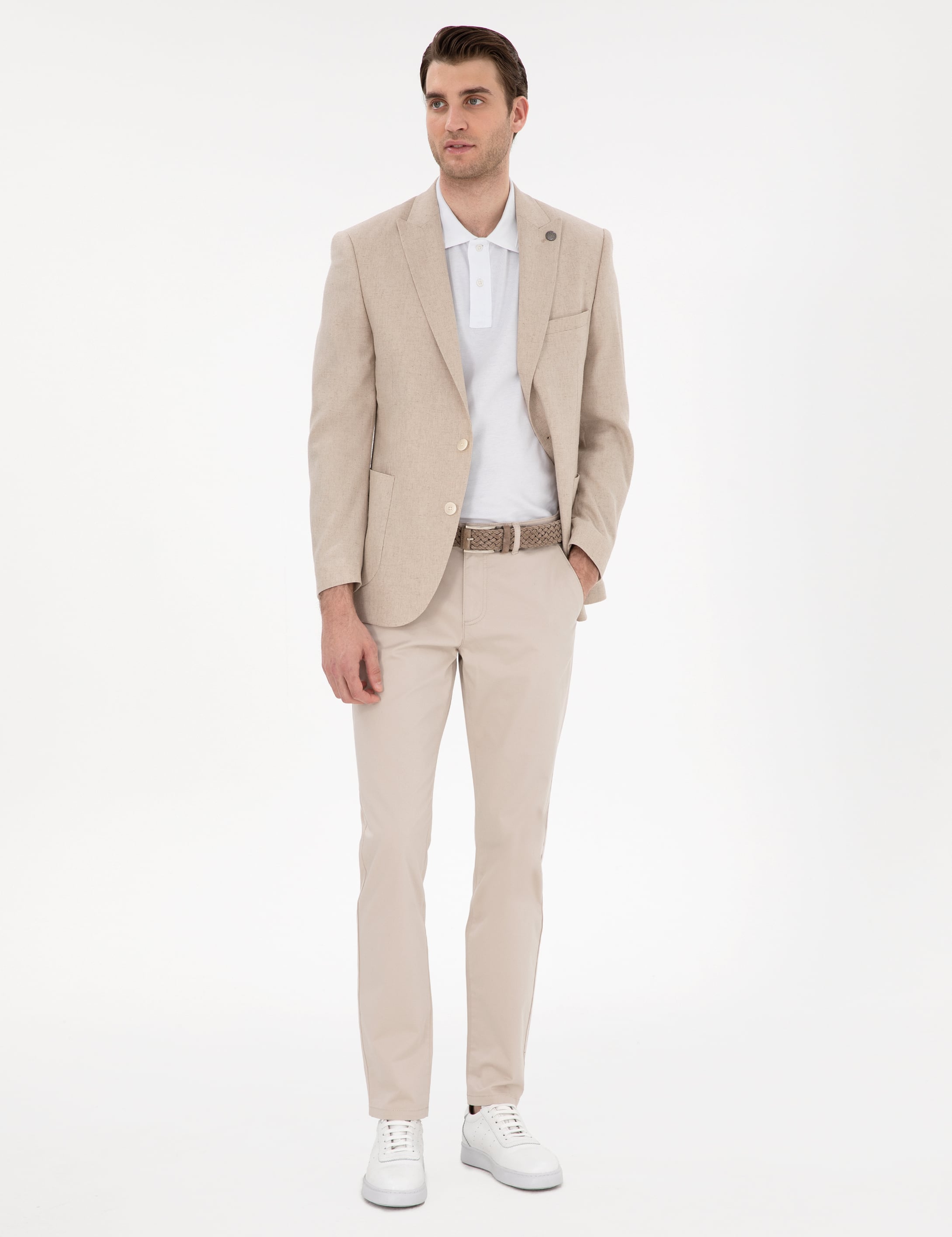 Bej Slim Fit Yazlık Kanvas Pantolon - Image 3
