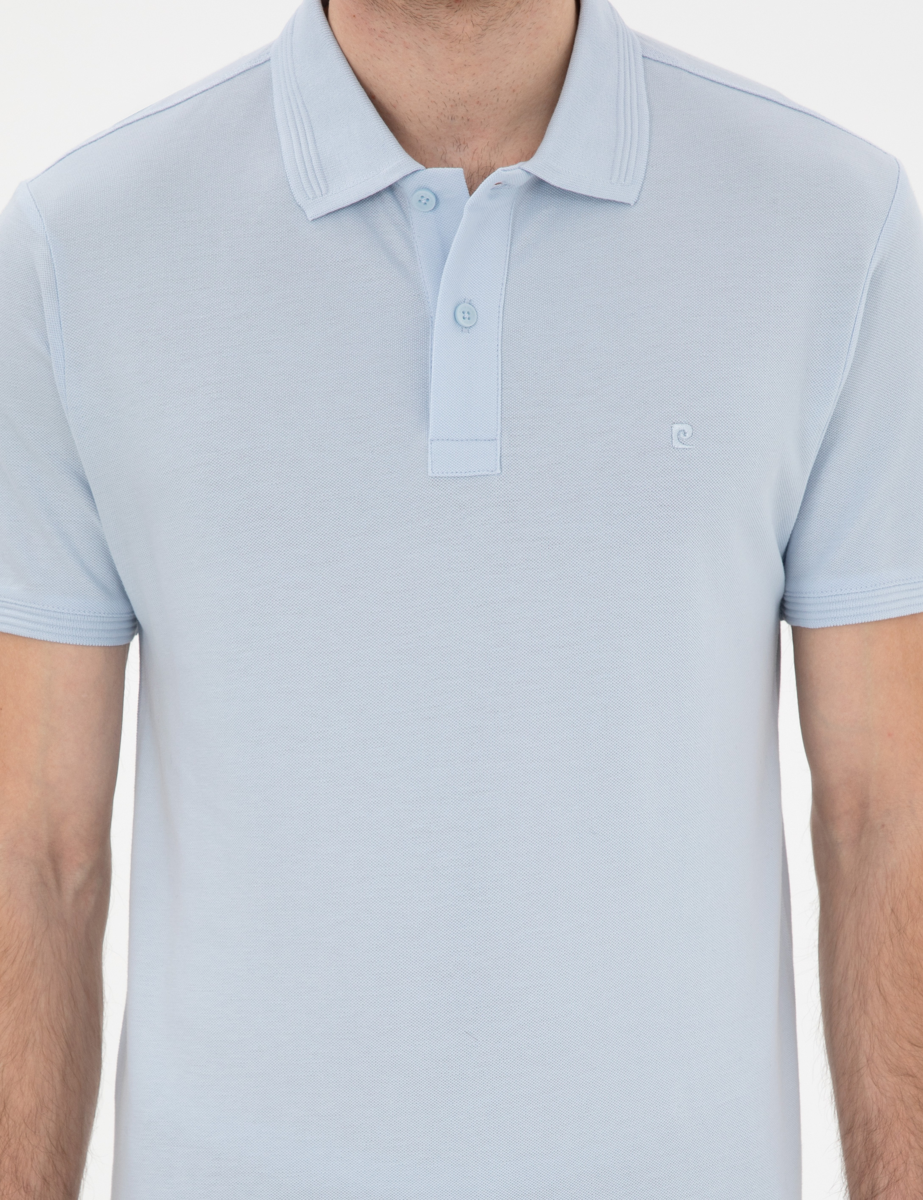 Açık Mavi Slim Fit %100 Pamuk Kıvrılmaz Polo Yaka Basic Tişört - Image 6