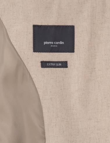 Bej Ex. Slim Fit Keten Karışımlı Ceket