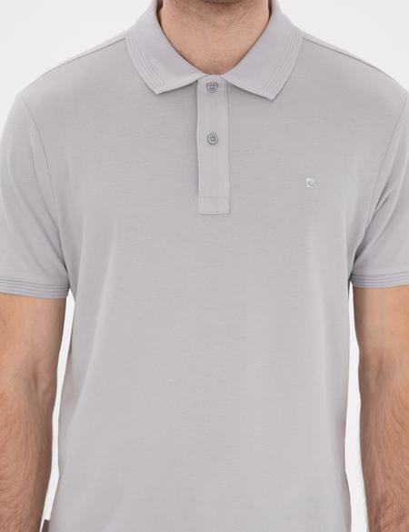 Açık Gri Slim Fit Kıvrılmaz Polo Yaka Basic Tişört - 50302561008