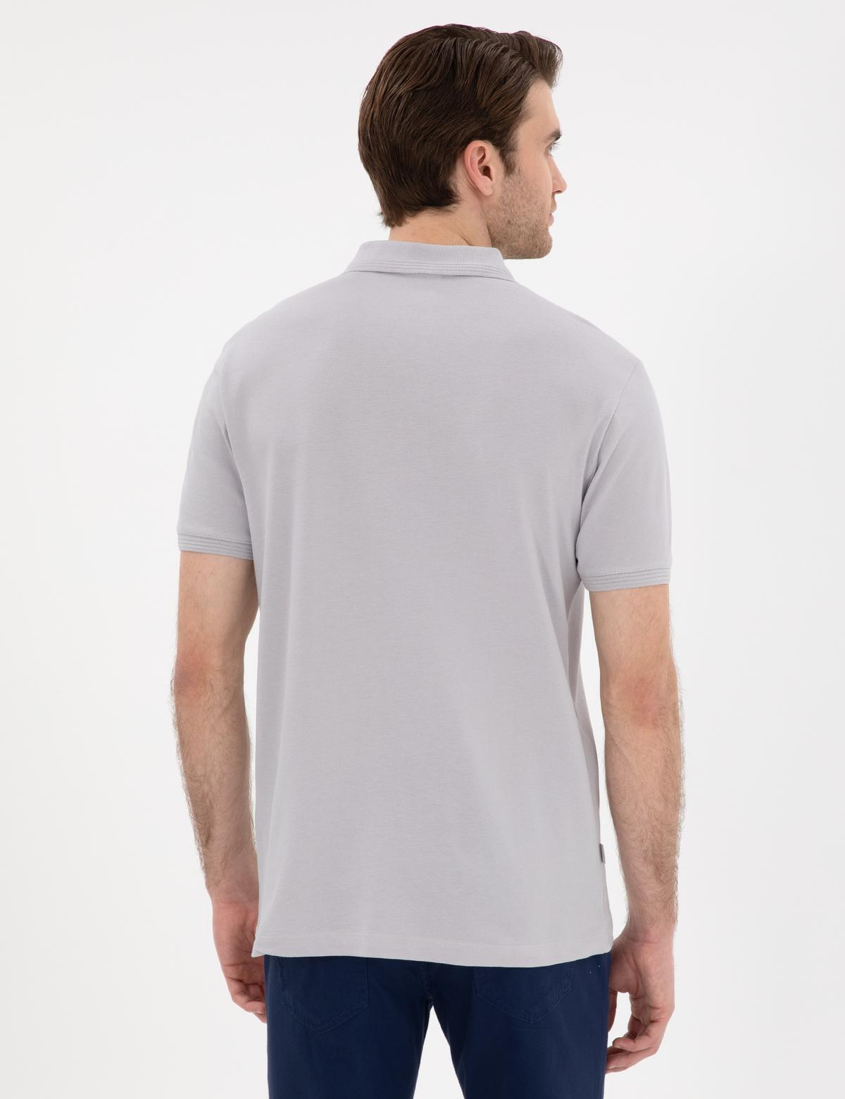 Açık Gri Slim Fit Kıvrılmaz Polo Yaka Basic Tişört - 50302561008