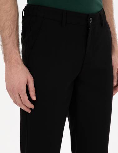Siyah Slim Fit Beli Lastikli Kanvas Pantolon