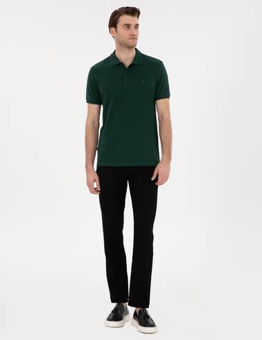 Siyah Slim Fit Beli Lastikli Kanvas Pantolon