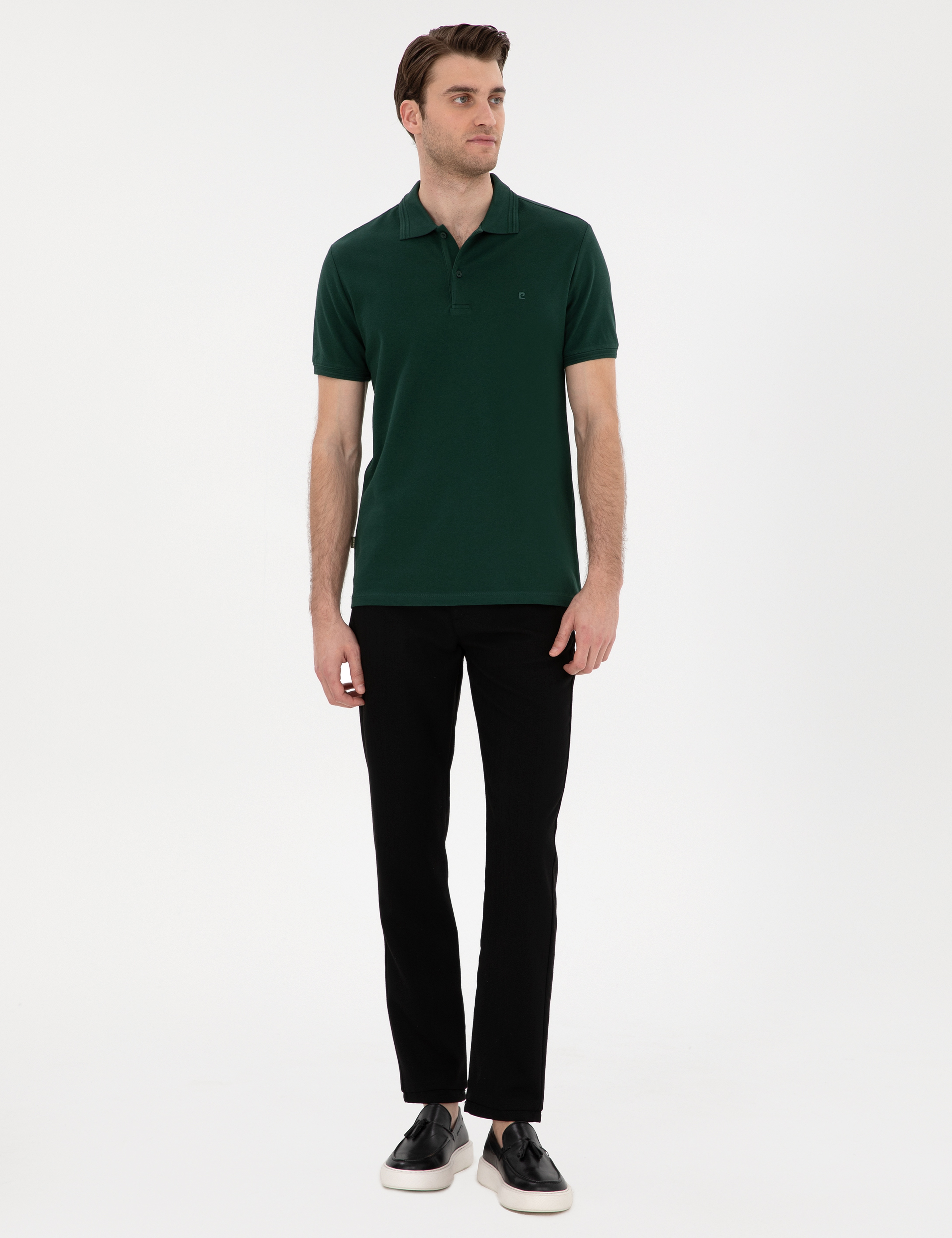 Siyah Slim Fit Beli Lastikli Kanvas Pantolon - Image 3