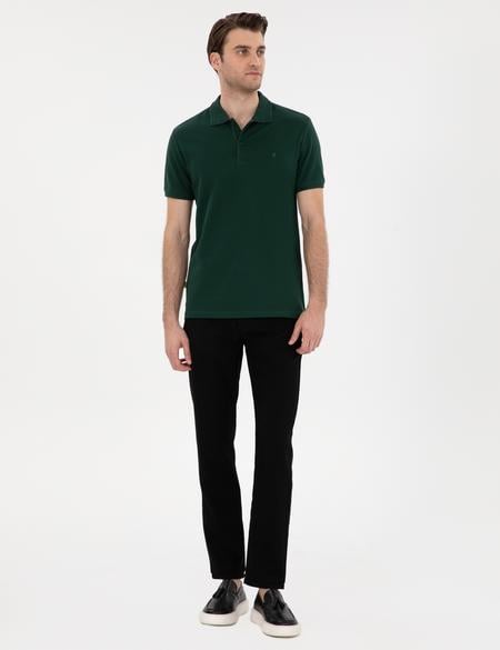 Siyah Slim Fit Beli Lastikli Kanvas Pantolon - 50301791114