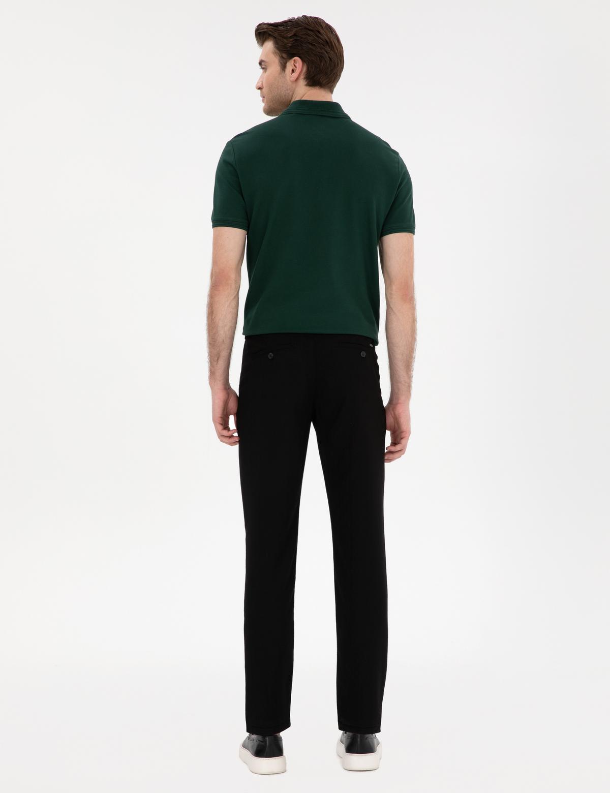 Siyah Slim Fit Beli Lastikli Kanvas Pantolon - 50301791114