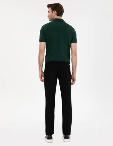 Siyah Slim Fit Beli Lastikli Kanvas Pantolon