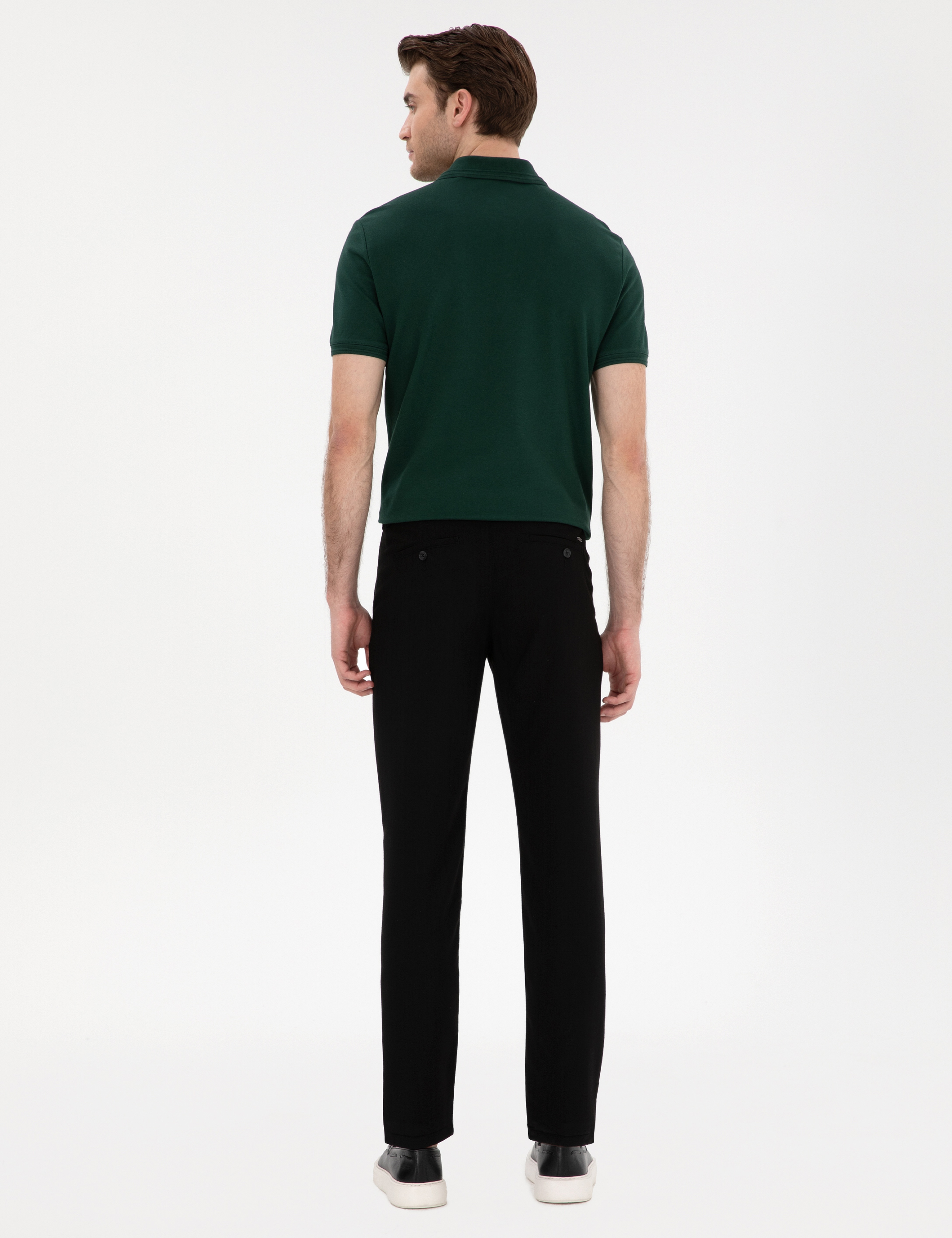 Siyah Slim Fit Beli Lastikli Kanvas Pantolon