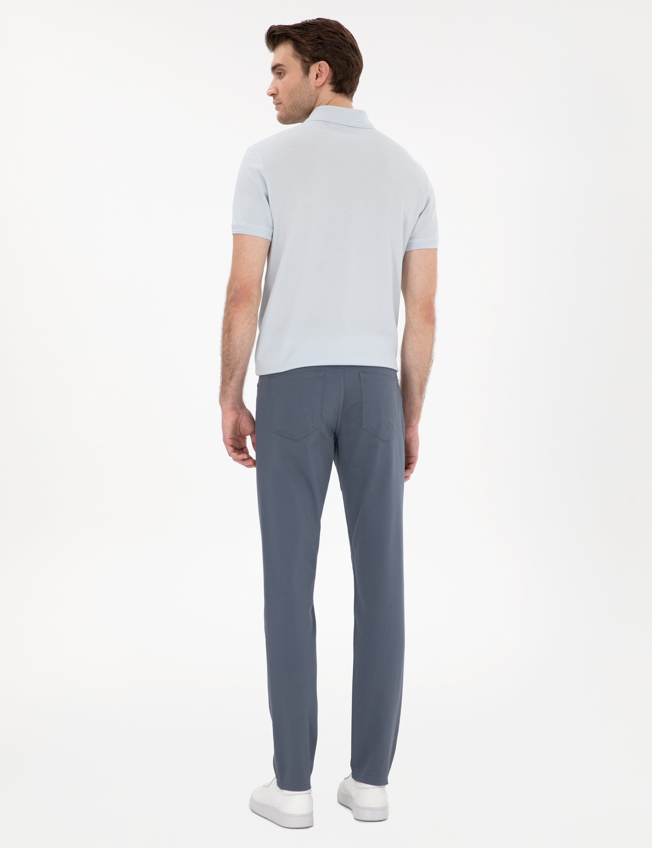 Açık Mavi Slim Fit 5 Cep Chino Pantolon - Image 4