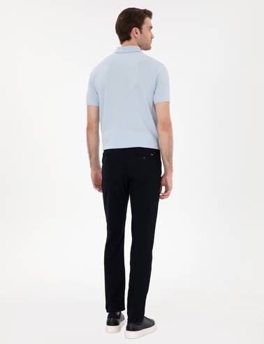 Lacivert Slim Fit Beli Lastikli Kanvas Pantolon