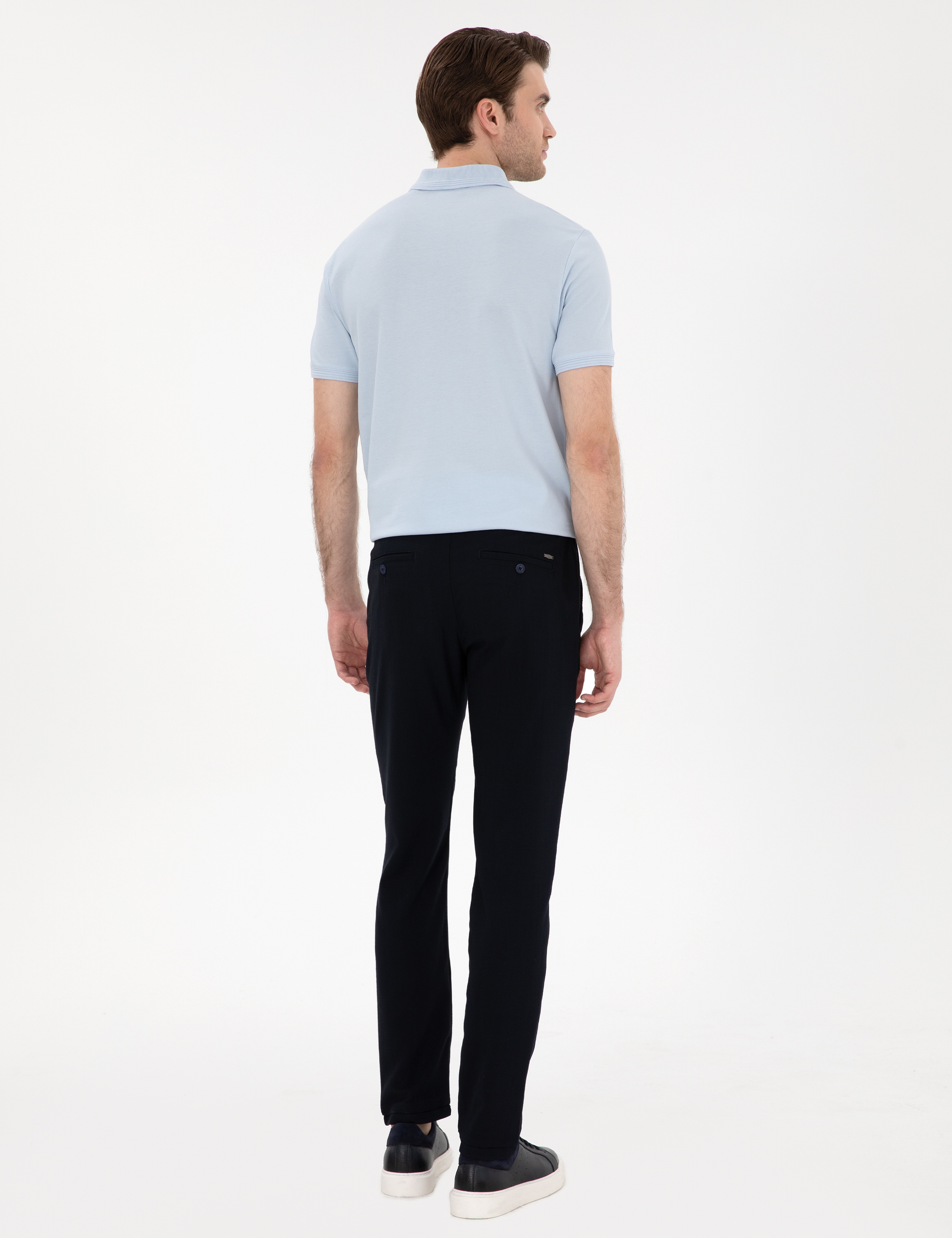 Lacivert Slim Fit Beli Lastikli Kanvas Pantolon - Image 4