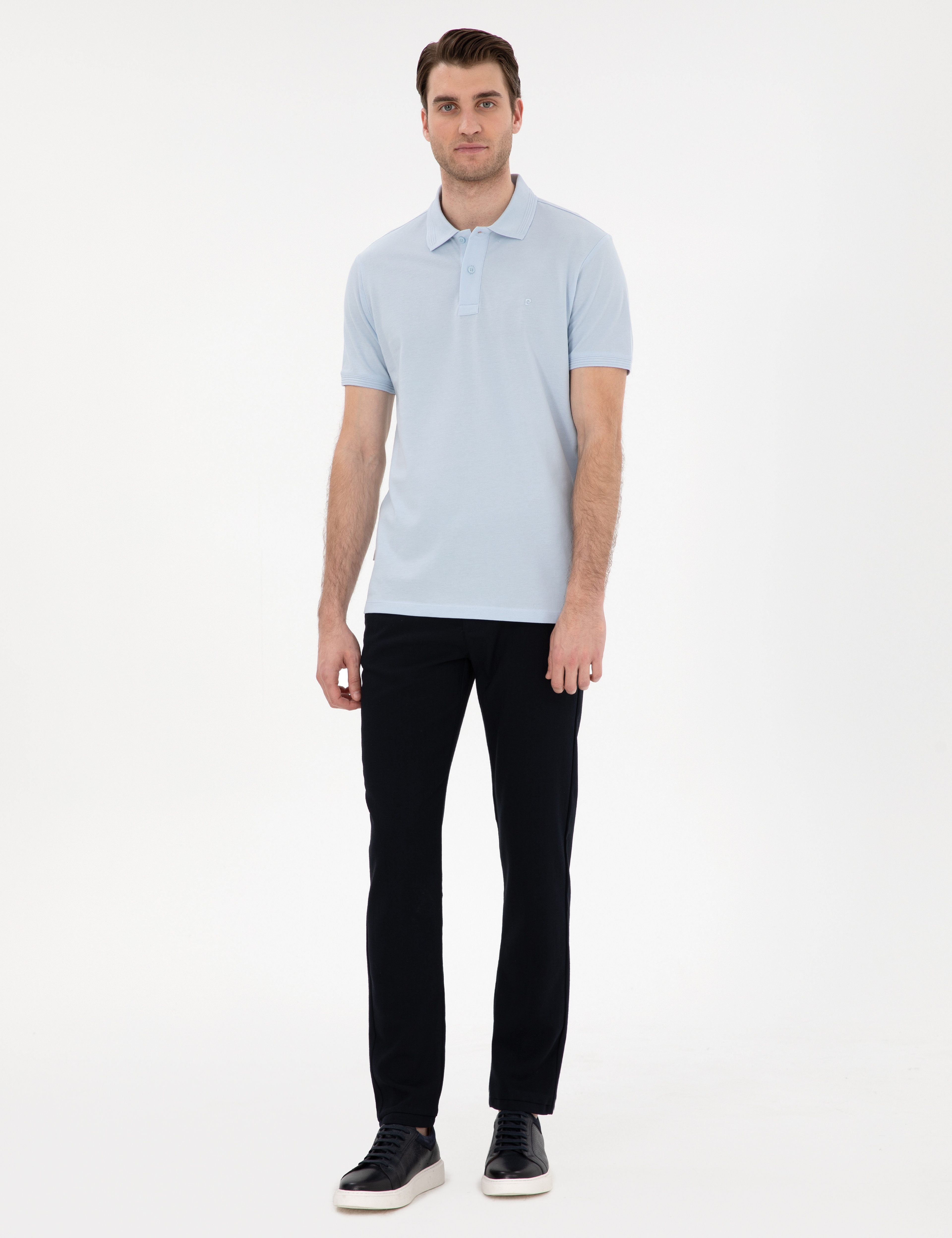 Lacivert Slim Fit Beli Lastikli Kanvas Pantolon - Image 1