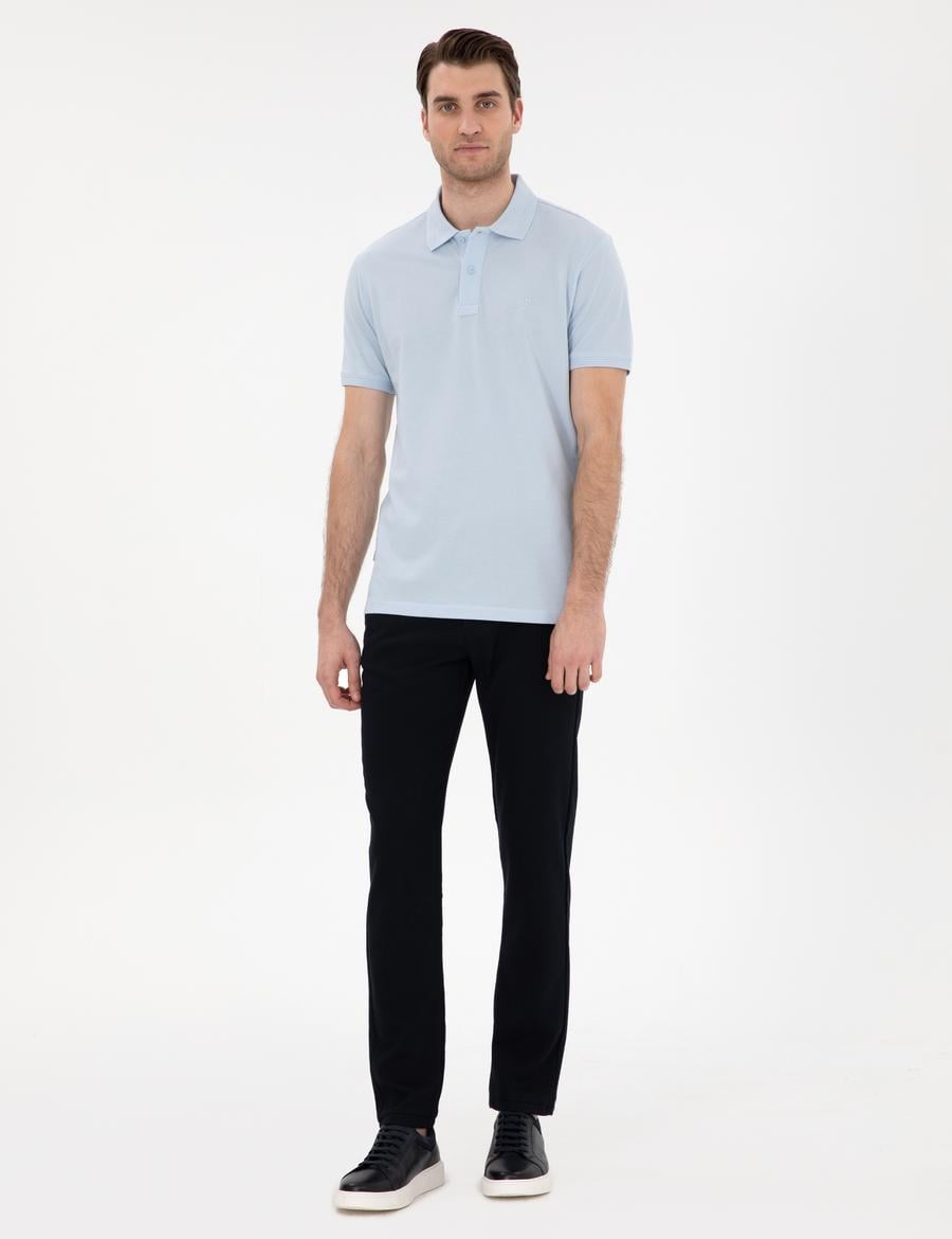 Lacivert Slim Fit Beli Lastikli Kanvas Pantolon