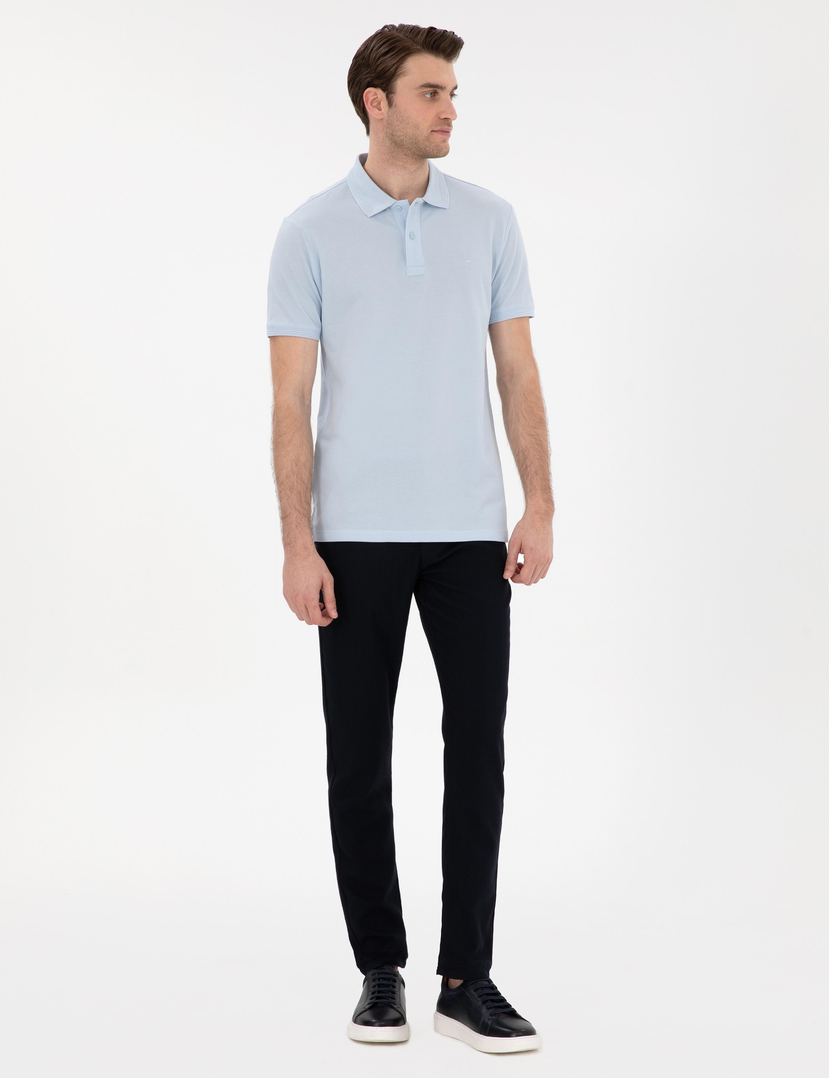 Lacivert Slim Fit Beli Lastikli Kanvas Pantolon