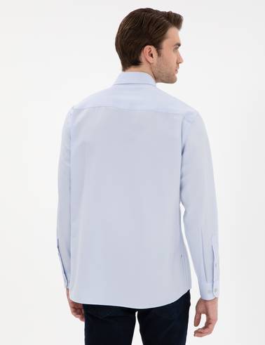 Açık Mavi Regular Fit Oxford Gömlek Uzunkol