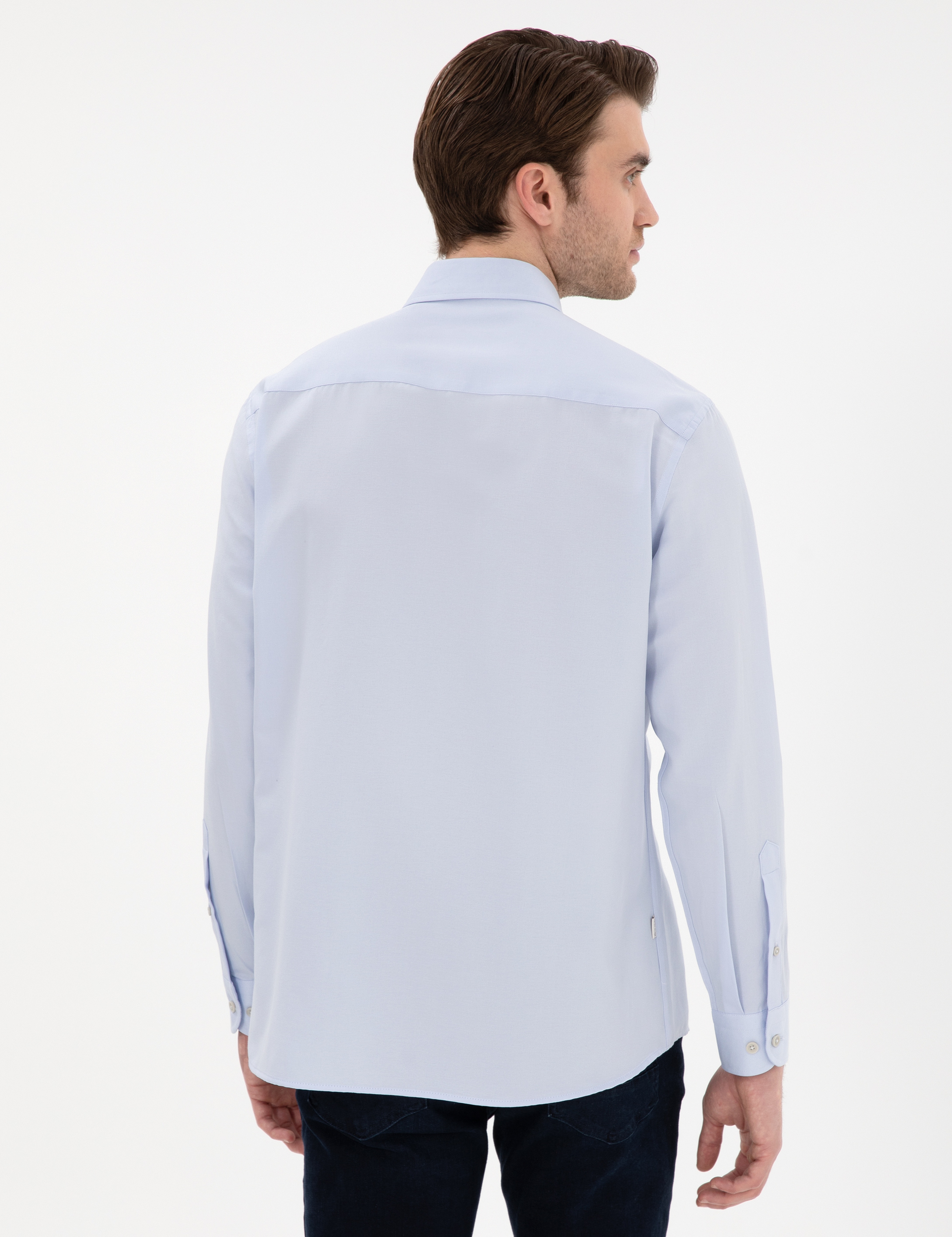 Açık Mavi Regular Fit Oxford Gömlek Uzunkol - Image 5