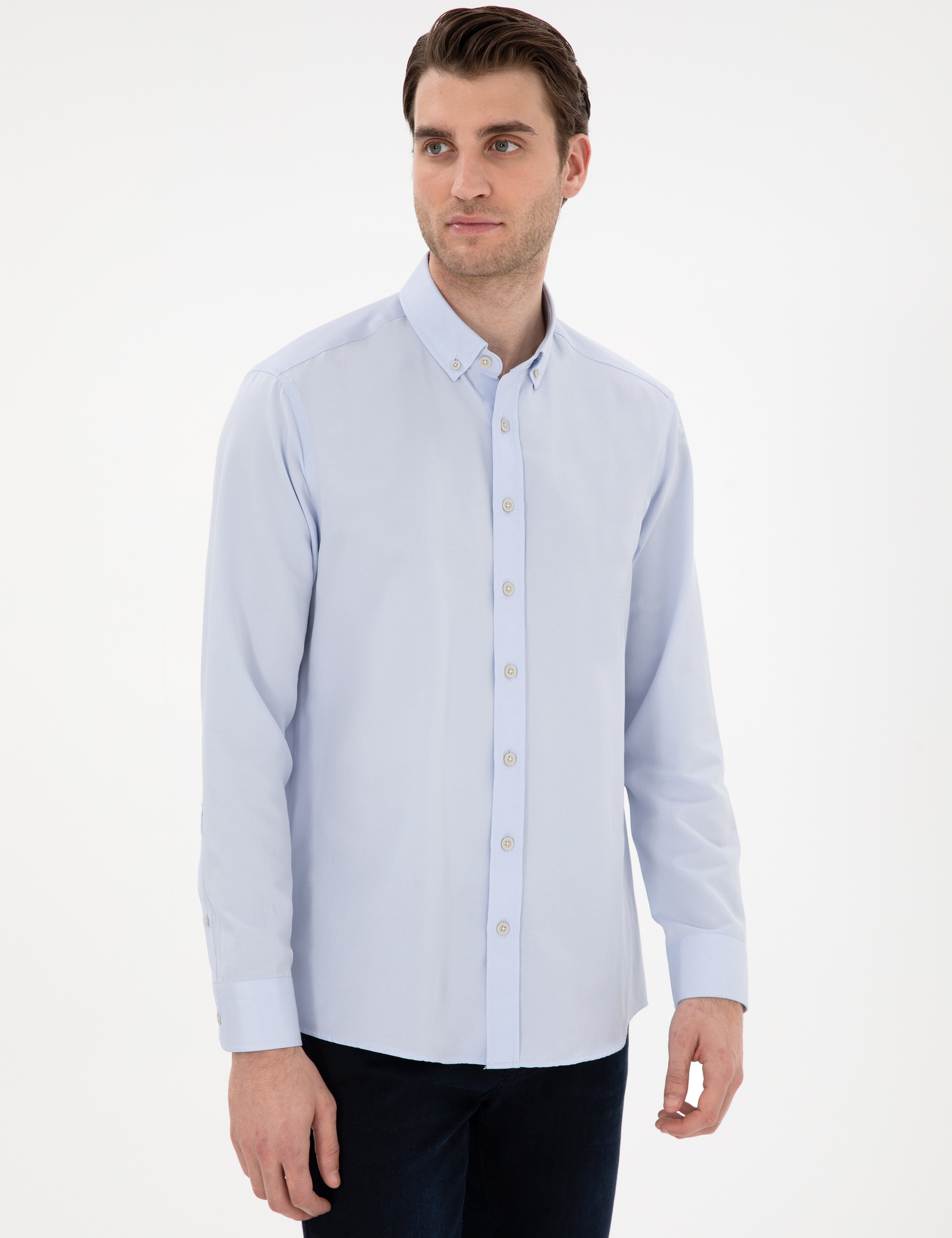 Açık Mavi Regular Fit Oxford Gömlek Uzunkol