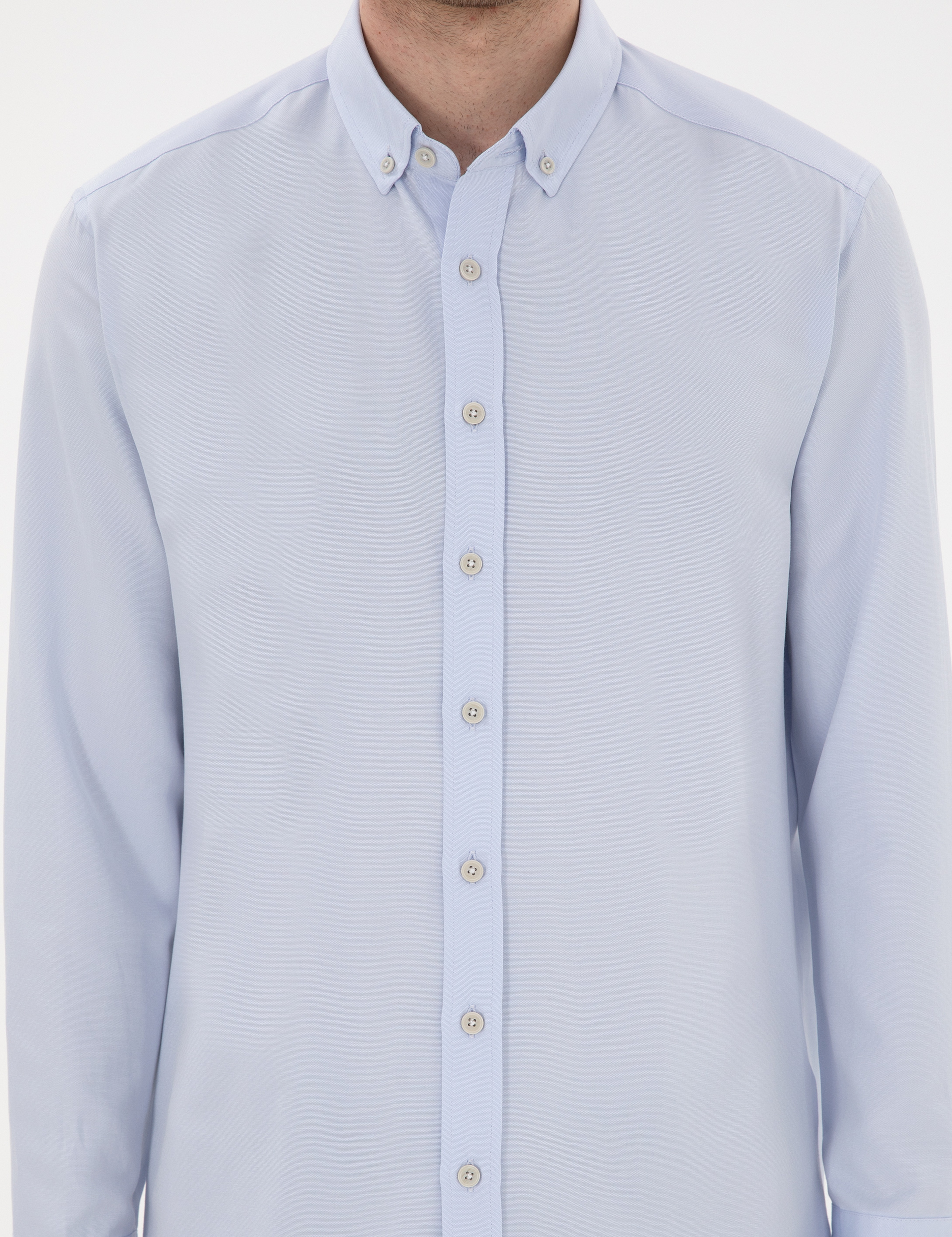 Açık Mavi Regular Fit Oxford Gömlek Uzunkol - Image 6