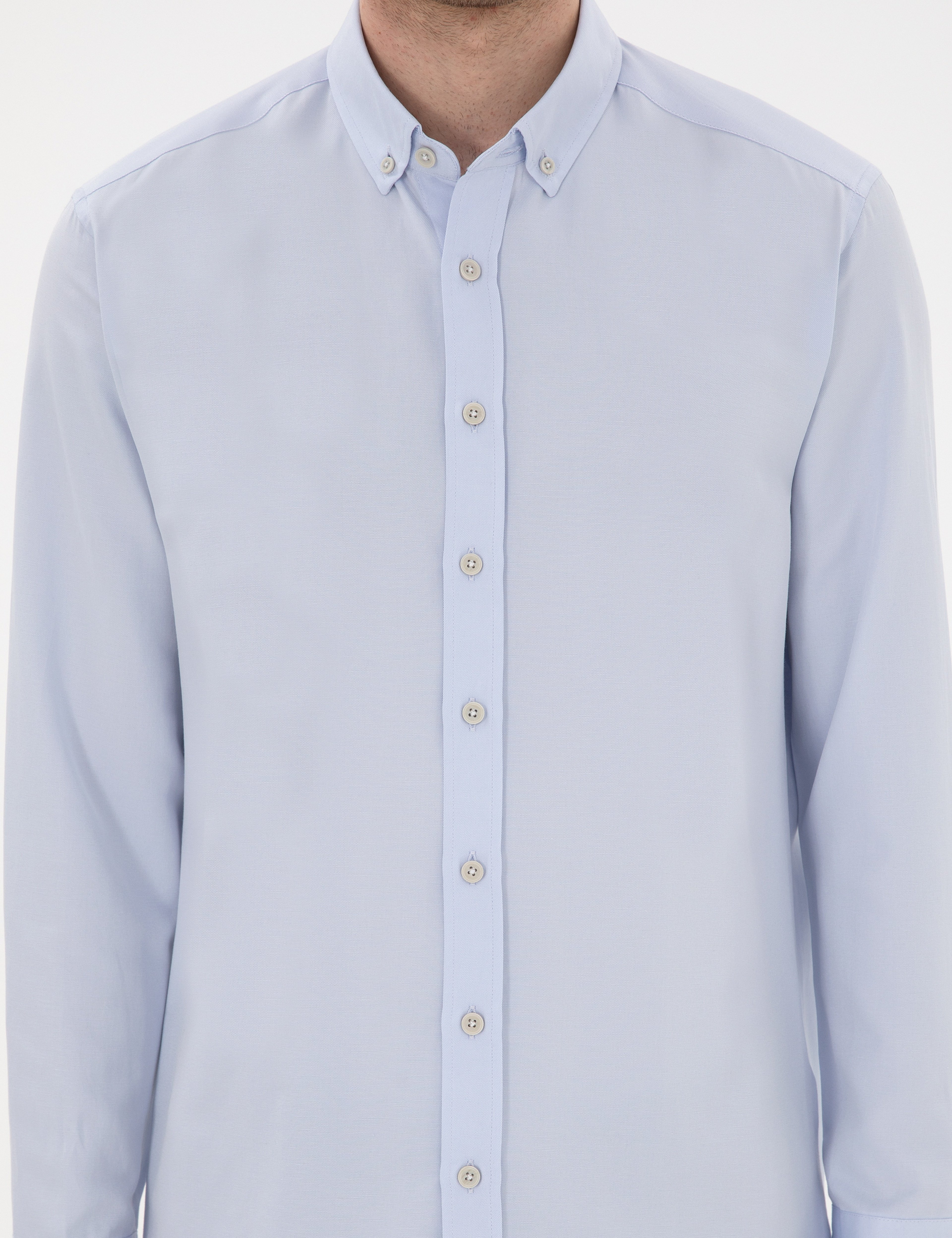 Açık Mavi Regular Fit Oxford Gömlek Uzunkol