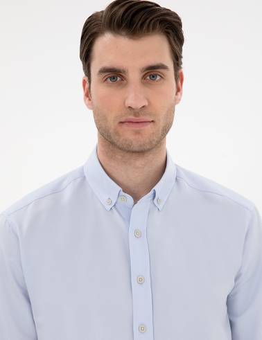 Açık Mavi Regular Fit Oxford Gömlek Uzunkol
