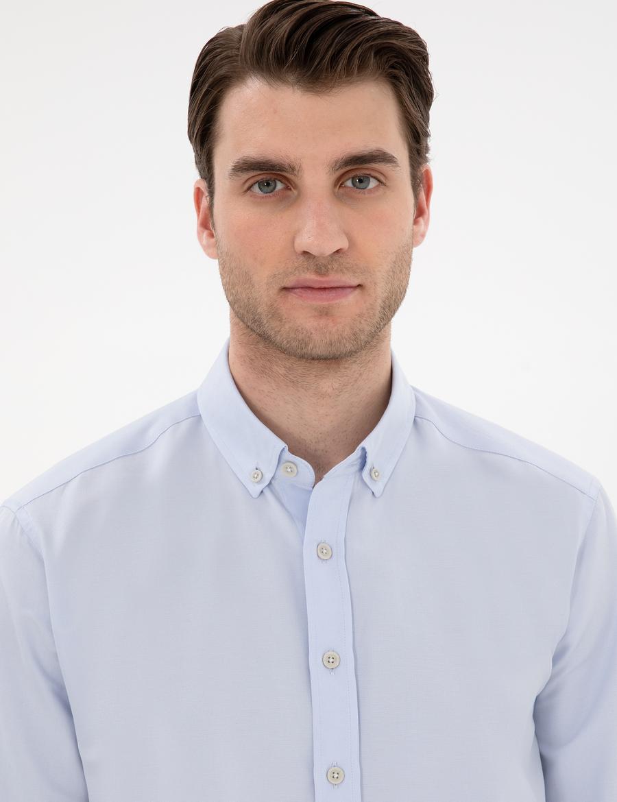 Açık Mavi Regular Fit Oxford Gömlek Uzunkol