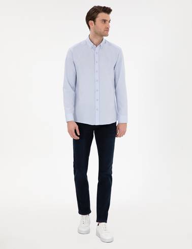 Açık Mavi Regular Fit Oxford Gömlek Uzunkol